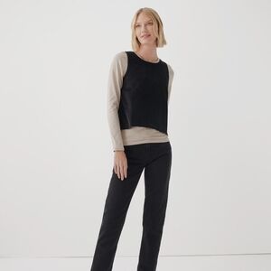 PACT Modern Corduroy Button Back Tank Black